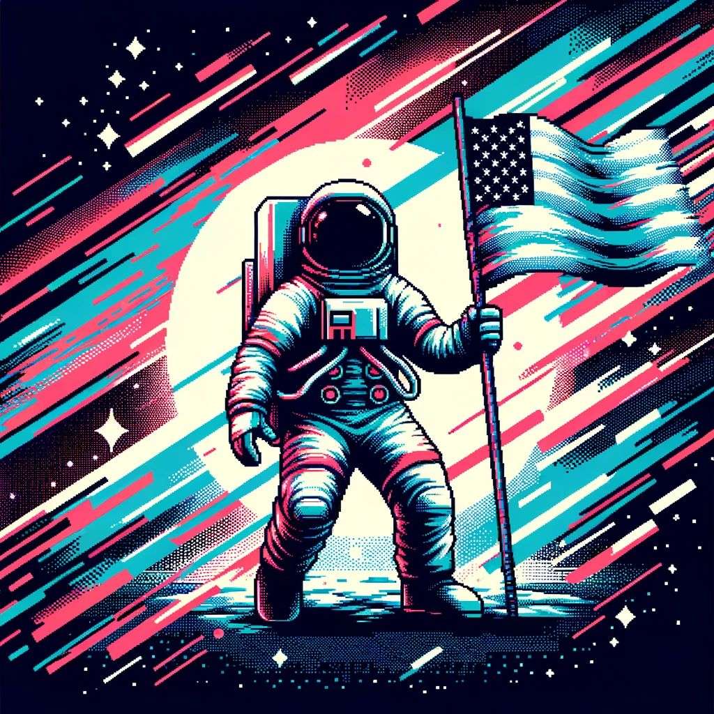 an astronaut, pixel sorting glitch art
